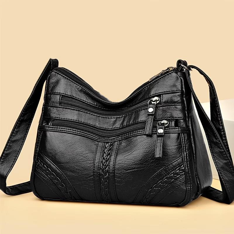 Adjustable Strap Soft Leather Hobo Bag, Multi- Casual Crossbody Shoulder Purse for Women Daily Use
