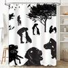 Black Silhouette Dogs Shower Curtain Pet Lovers Decor, Waterproof Bathroom Accessories, Home Decoration Size Customizable For Do