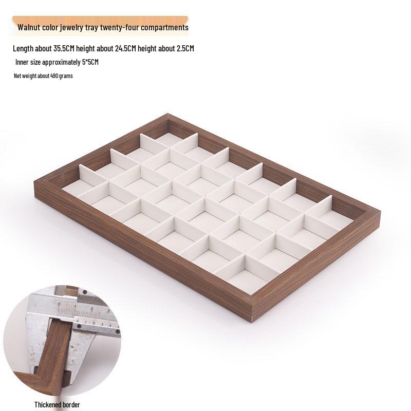 Schmuckschatulle aus Walnussholz mit weißem Leder und Deckel, staubdichte Aufbewahrung für Ohrringe, Ringe, Halsketten und Armbänder.