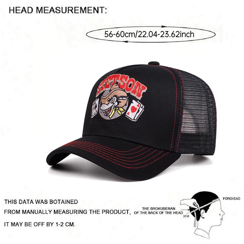Neue Baseballmütze Stetson Wolfskopf Poker Trucker-Mütze Street Hip-Hop-Mütze Tägliche Freizeitkleidung Sonnenschutz Netzmütze Unisex