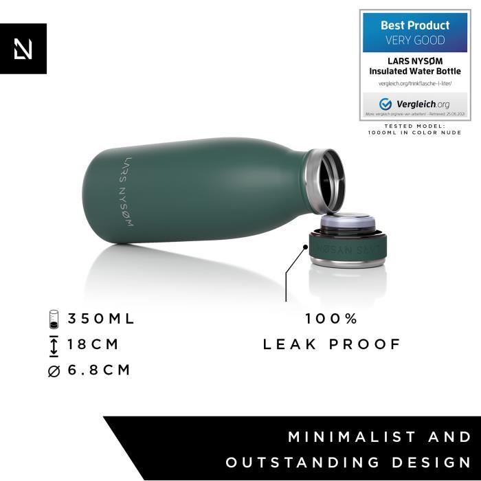 Gourde D'eau Étanche - LARS NYSØM - 350ml - Acier Inoxydable - Isolée Sous Vide - Bayberry