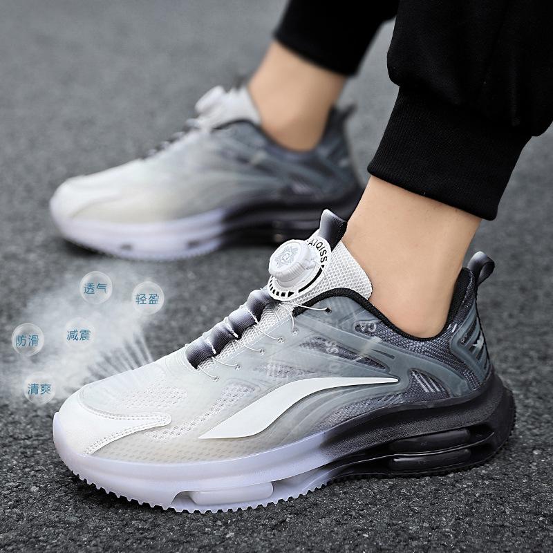 

Men s shoes spring and summer rotating buttons youth sports leisure couple running air cushion shock absorption heightening dad tide shoes 46