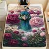 1PC Peacock and Peony  Print FlAannel Blanket, High quality Comfortable for All Seasons, Home Decor, Warmth and Comfort