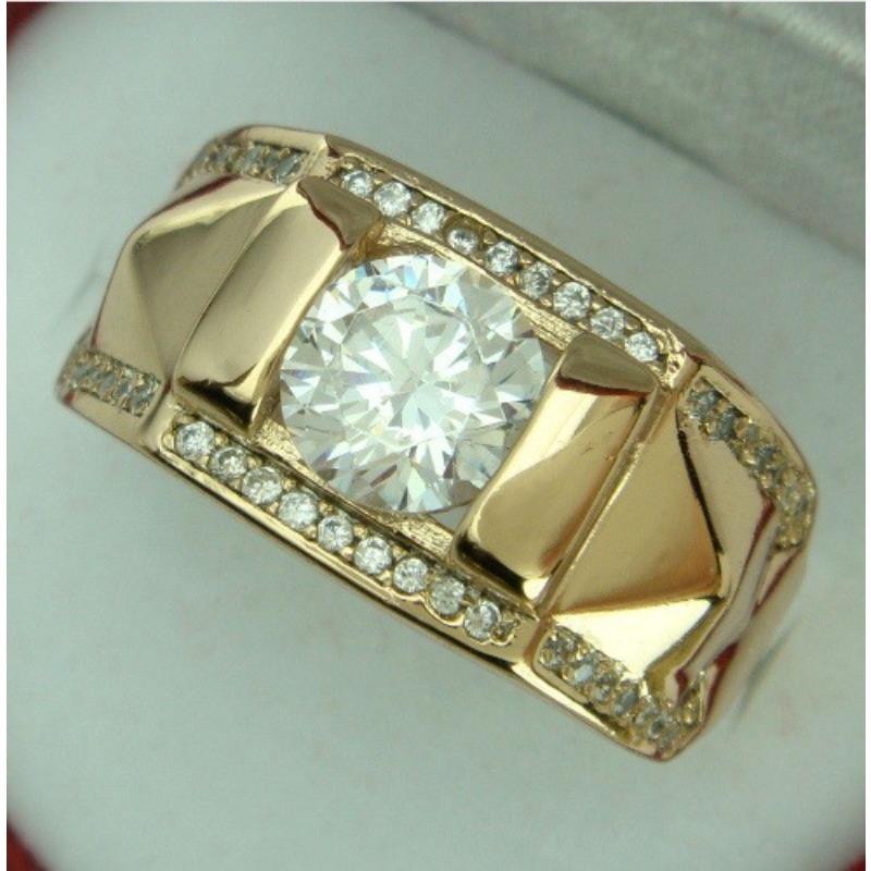 Gold-plated couple diamond ring European and American fashion men's and women's popular ring rings