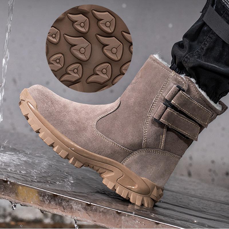 Bottes de sécurité d'hiver pour hommes Chaussures Bottes de travail anti-perforation Chaussures à embout en acier Bottes de neige chaudes en peluche Chaussures indestructibles