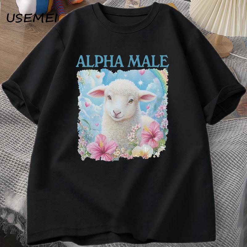 

Alpha Male T Shirt Casual Cotton Meme T-shirt Silly Weird Goat Graphic Tee Fashion Short Sleeve O Neck Printed Tops Clothing XXXL чёрный