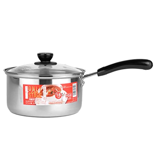Pearl Metal HB-6154 18cm Stainless Steel Saucepan with Glass Lid, Compatible with All Heat Sources, Only One Stage