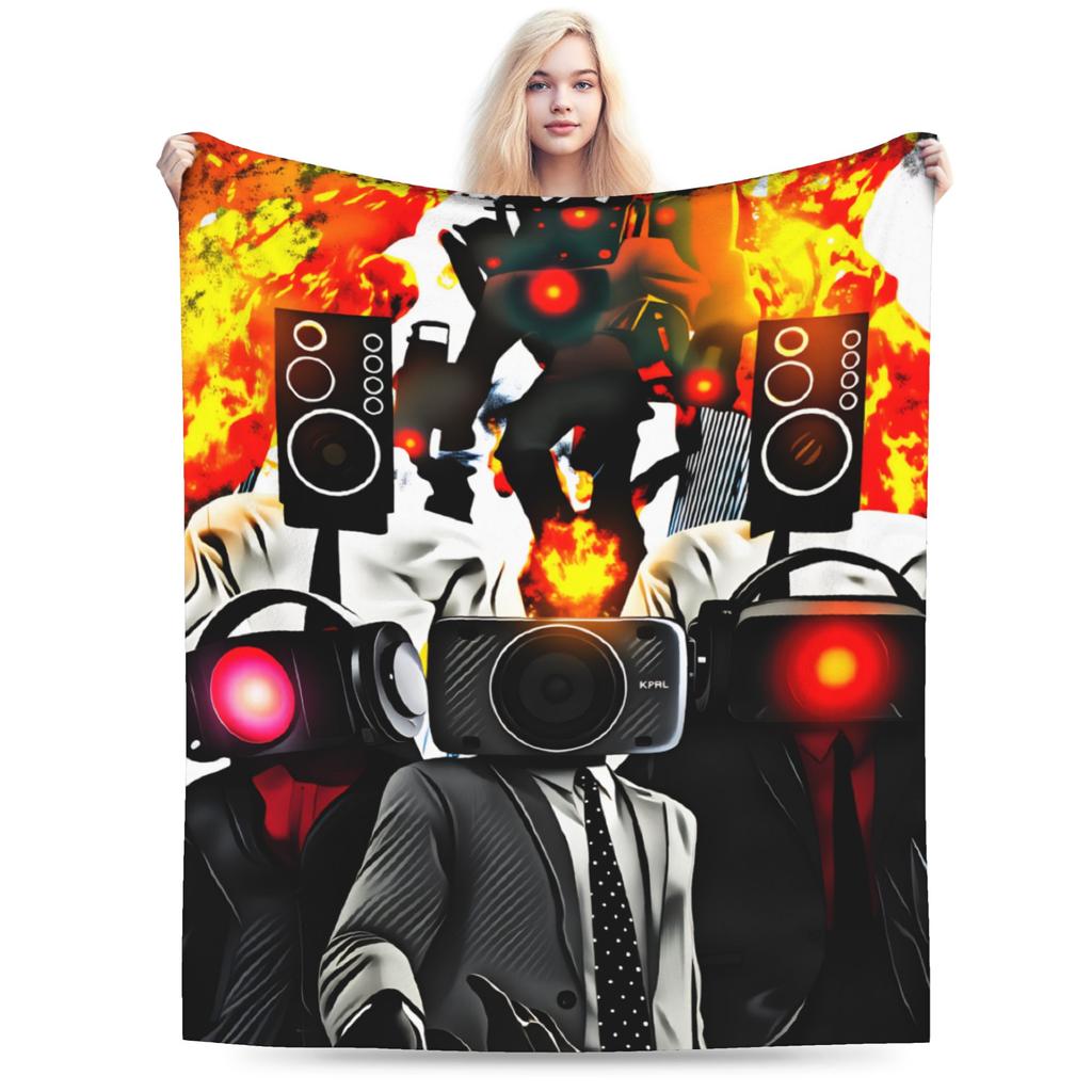 Dark Titan Speakerman Skibidi Toilet Blanket Quality Warm Soft Throw Blanket Winter Boy Girl Home Decor Funny Bedspread