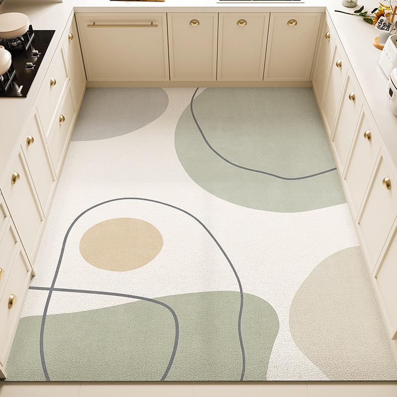Fresh Kitchen Mat - Waterproof, Oil-Resistant, Non-Slip PVC Leather Area Rug, Easy-Clean and Cuttable Floor Mat for Home Use