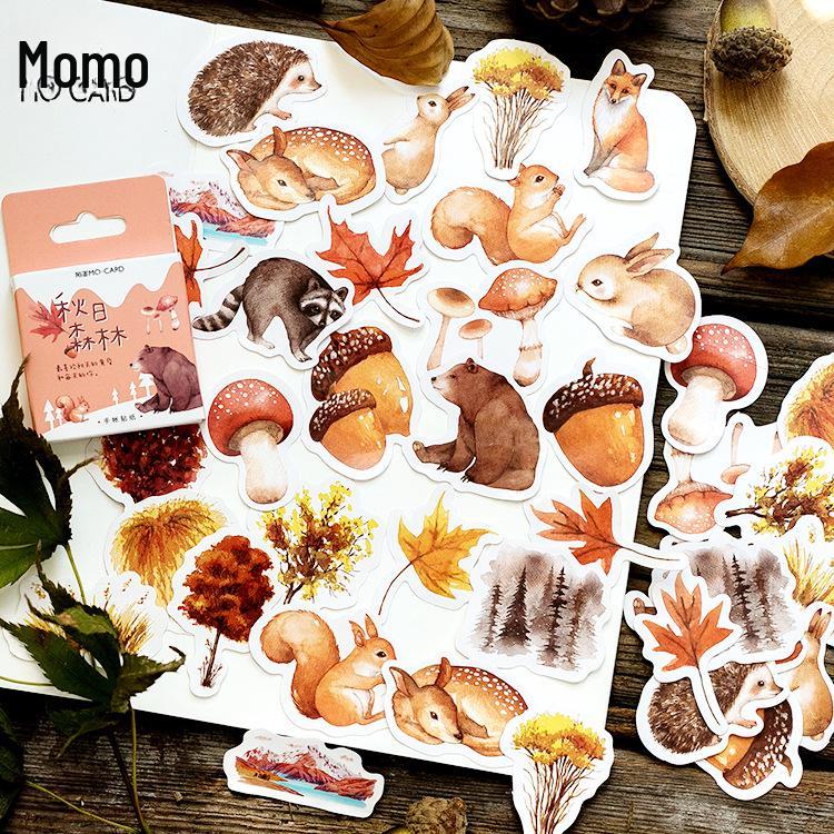 

Autumn Forest Self-Adhesive Momo Box Stickers for Albums and Decoration