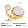 Stainless steel resin pearl ring niche 18k gold non-fading ring titanium steel