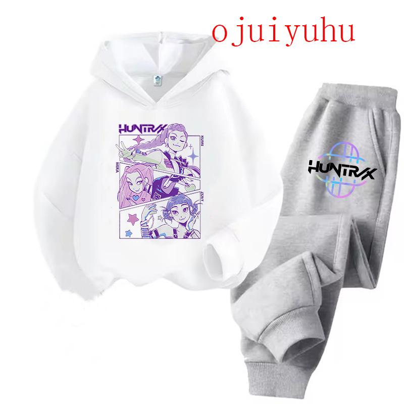 Sets Kinder Hoodies Kpop Dämonenjäger Kawaii Pullover Sweatshirt Anime Trainingsanzug Cartoon Mädchen Junge Kinder Herbst Freizeitkleidung