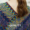 Vitange  Ethnic Pullover Sweater Coat Women Autumn Color Block Striped Loose Knit Sweater Fringed Hem Shawl Top