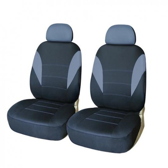 Universal Car Seat Covers Polyester Auto Seat Protector Front & Rear Seat Covers Gray 2 pieces