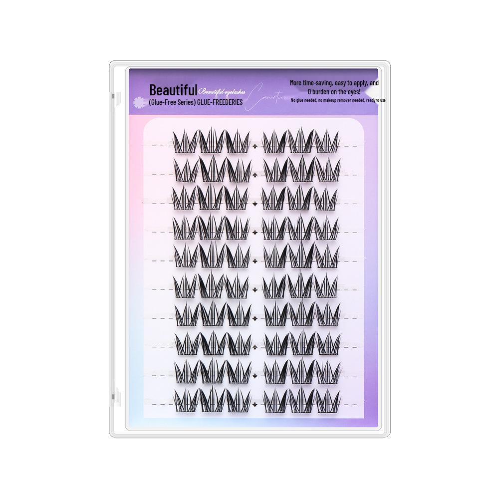 

Ten Rows Self-Adhesive Daisy Eyelashes - Glue-Free, Cartoon Design, Seamless Segmented False Lashes for Women With Glue, 10 Rows (No Tools)