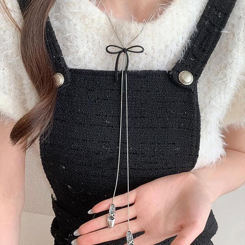 Bow Ballet Shoe Pendant Necklace New Adjustable Drawstring Sweater Chain Korean Sweet Cool Neck Accessory for Women Jewelry