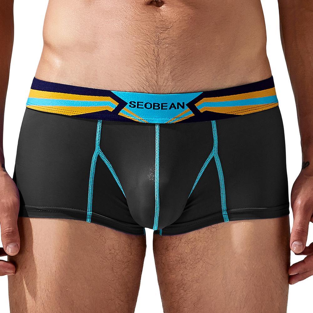 Men's Low Rise Ice Silk Boxer Briefs Quick Dry Athletic Underwear Breathable Sport Trunks for Men