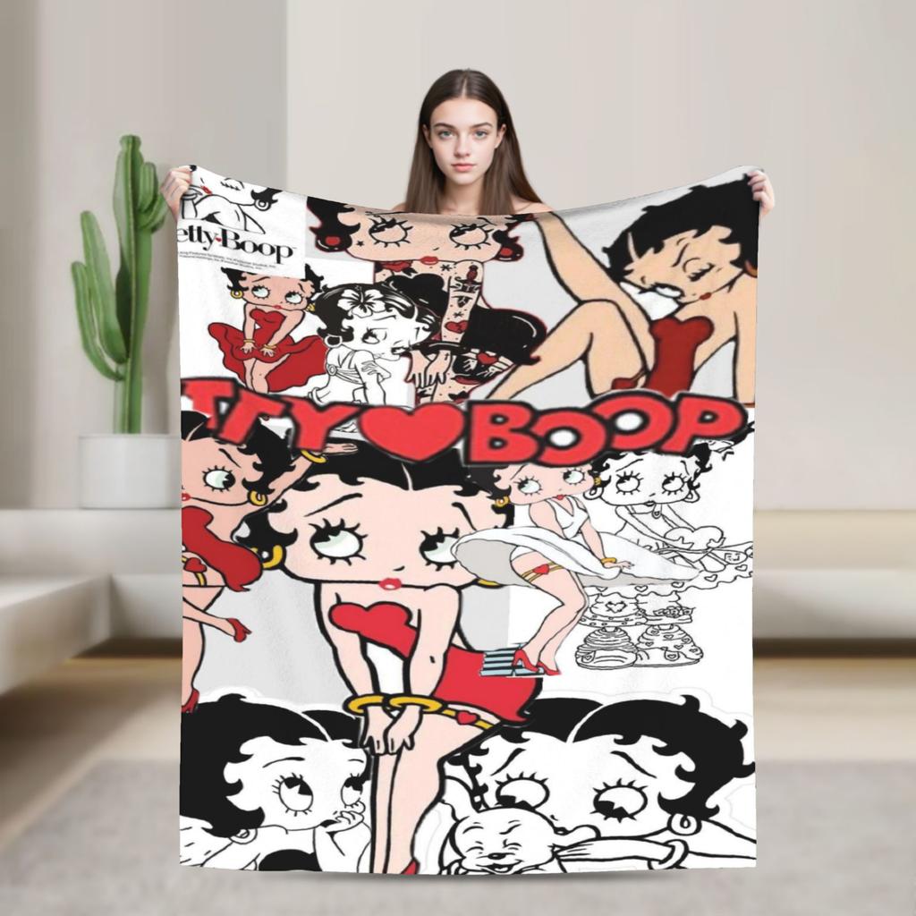 B-Bettys Boops Warm Blanket Kids Plush Throw Blanket Aesthetic Couch Chair Flannel Bedspread Sofa Bed Cover