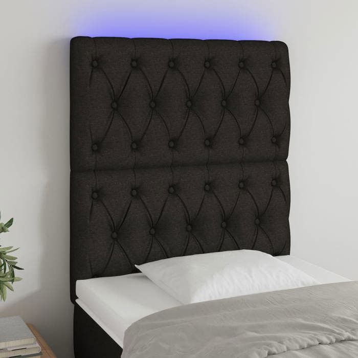VidaXL Tête de Lit à LED Meuble de Chambre à Coucher Accessoire de Lit Simple Tête de Cadre de Lit Intérieur Noir 3122736