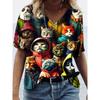 Cool Cat Moon Pattern T Shirt For Women Fun Animal 3D Printed Short Sleeves Summer Loose T-Shirts O-Neck Tops Tees Streetwear