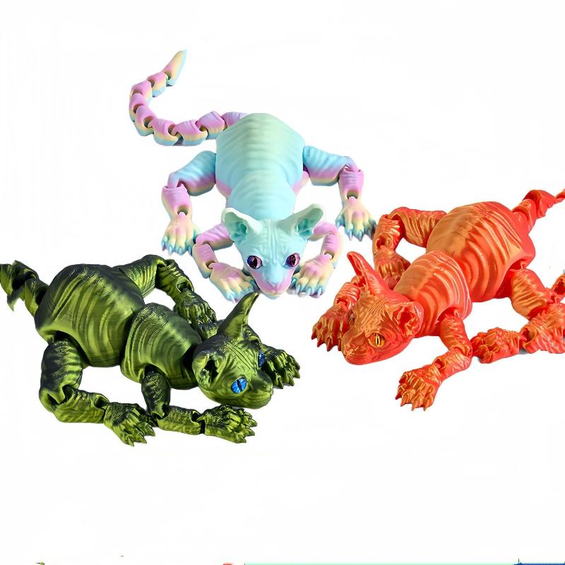3D-gedruckte haarlose Katzenfigur, realistische bewegliche Sphynx-Katze Spielzeug, niedliches Fidget-Spielzeug & Heimdeko für Liebhaber