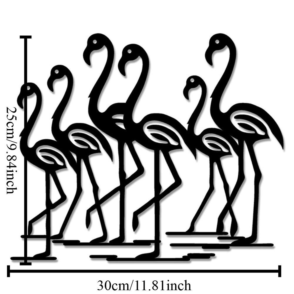 Minimalist Flamingo Metal Wall Art Black Silhouette Sculpture Modern Home Office Lake House Decor 12in чёрный