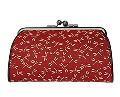 Inden Uehara Yushichi Genuine Leather Clasp Coin Model Red with White Lacquer Dragonfly Made In Japan [INDEN-YA] (INDEN-YA) Parent-Child Purse, 1501,