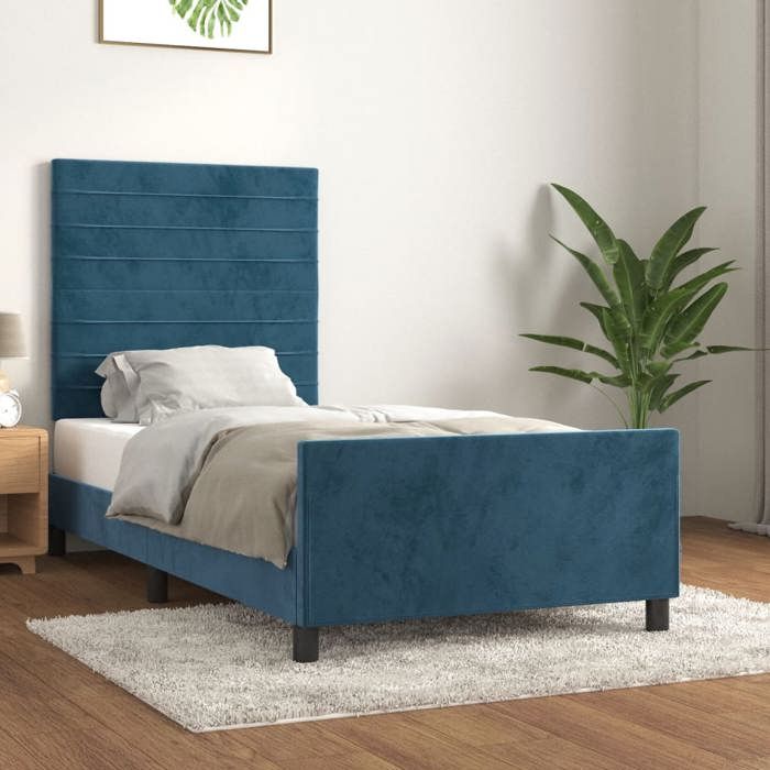 VidaXL Cadre de lit avec tête de lit Bleu foncé 80x200 cm Velours3125786