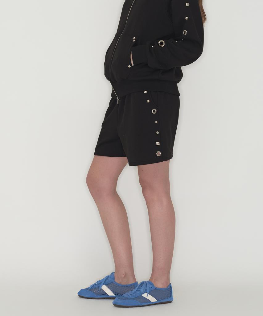Tteolseutikeulleob Studded Set Short Pants - Black