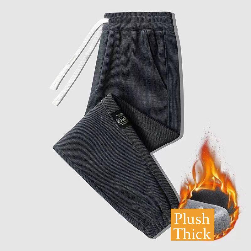 

FiveFive Corduroy мужские толстые повседневные брюки для активного отдыха теплые модные эластичные спортивные брюки для бега удобные облегающие ступни спортивные брюки XXXL темно-серого