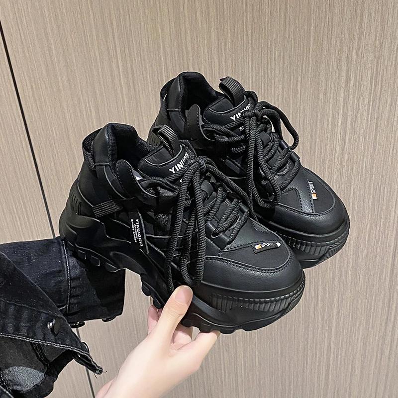 Fashion Autumn Women's Sneakers New Breathable High Platform Shoes Woman Ladies Vulcanize Casual Chunky Sneakers Zapatillas Mujer 8CM