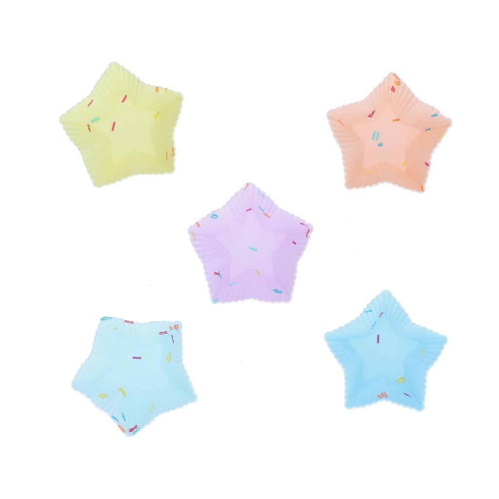 20pcs Silicone Baking Cups Bright Colors Cute Shapes Reusable Cake Making Molds for Donuts PuddingsStar Set