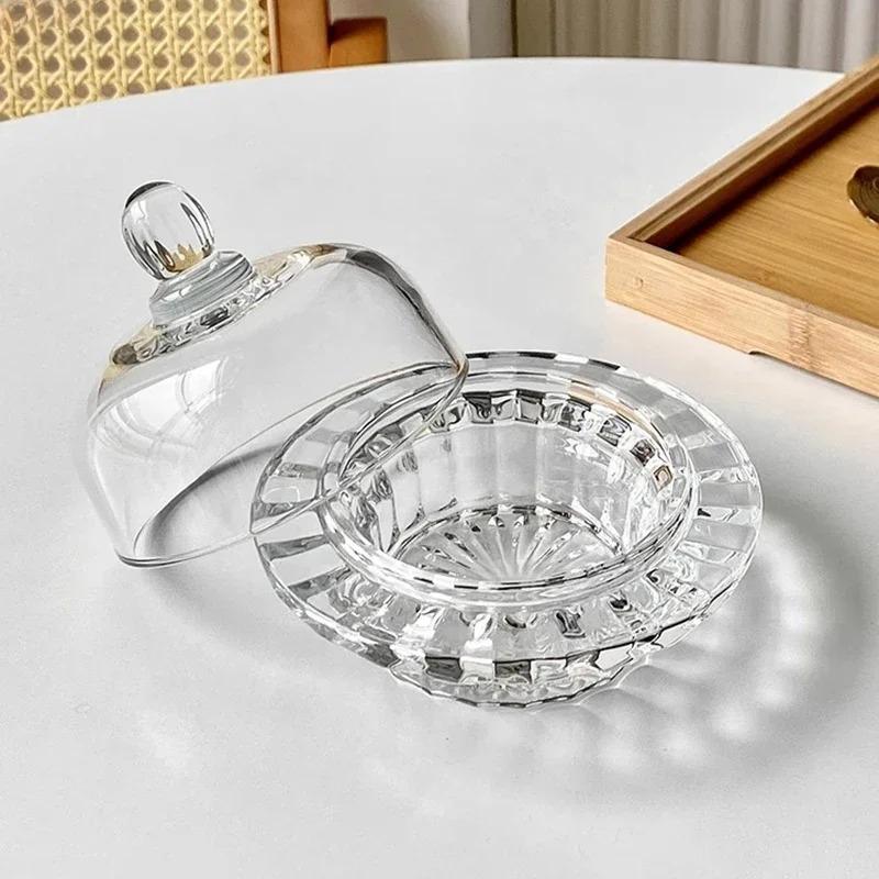 Transparent Glass Bowl with Lid Dessert Dim Sum Bowl Fruit Yogurt Bowl Soup Bowls Serving Bowls Molecular Cuisine Tableware