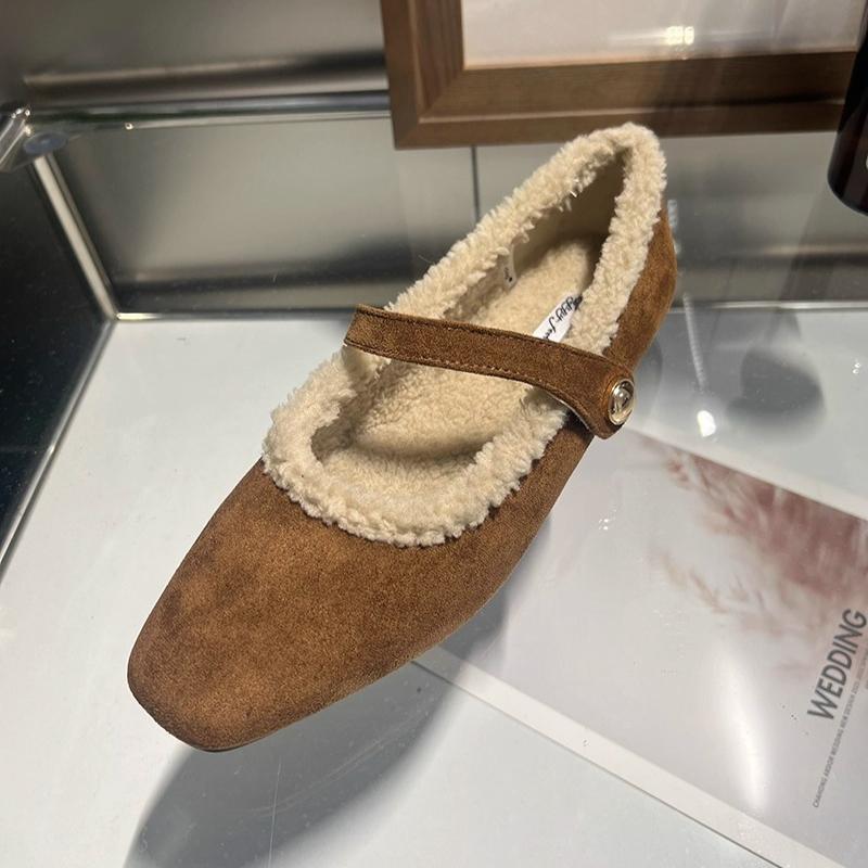 Comfort Leopard Suede  Flat Shoes Autumn Winter Fluffy Warm Soft Mary Jane Shoes Ladies Elegant Party Dress Shoes Pumps