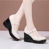 Scarpe Donna in Vera Pelle Scarpe con Plateau da Donna Scarpe Zeppa Punta Tonda da Donna Moda Comfort Morbida Pelle di Mucca Scarpe per Mamma 32-43