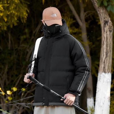 Loose Padded Jacket Men's and Women's Three-bar Padded Jacket Autumn and Winter Hooded Padded Jacket Men's Clothing