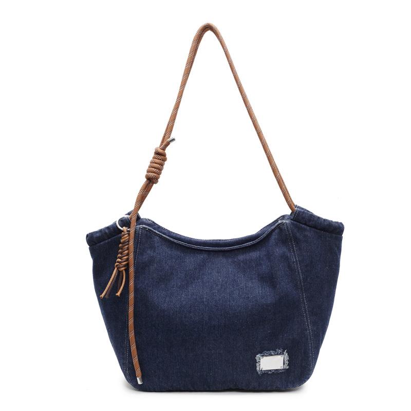 Korean Version Large Capacity Bag, New Fashionable Denim Single Shoulder Crossbody Bag, Casual Commuting Tote Bag