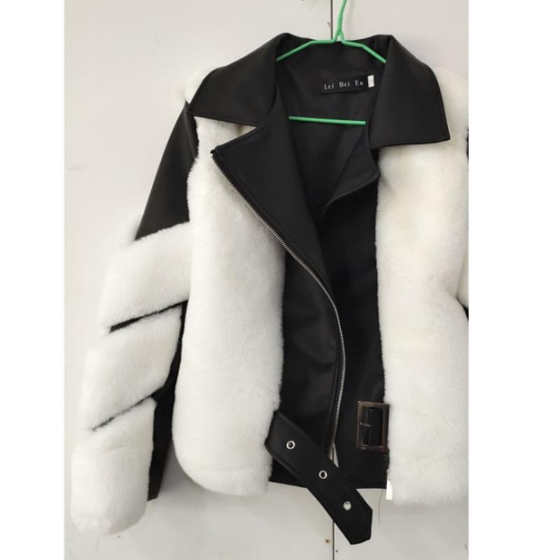 New Whole Leather Imitation Fox Fur Imitation Fur Jacket Women's Fashion Locomotive Short Light Coat Pink