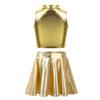 Girls Metallic Sleeveless Turtleneck Top Flared Pleated A-Line Mini Skort Skirt Casual Outfit