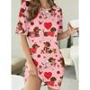 Women'S Fun Sleep Round Neck Nightgown, 'Let Me Sleep' Letter Polka Dot Printed Loose T-Shirt