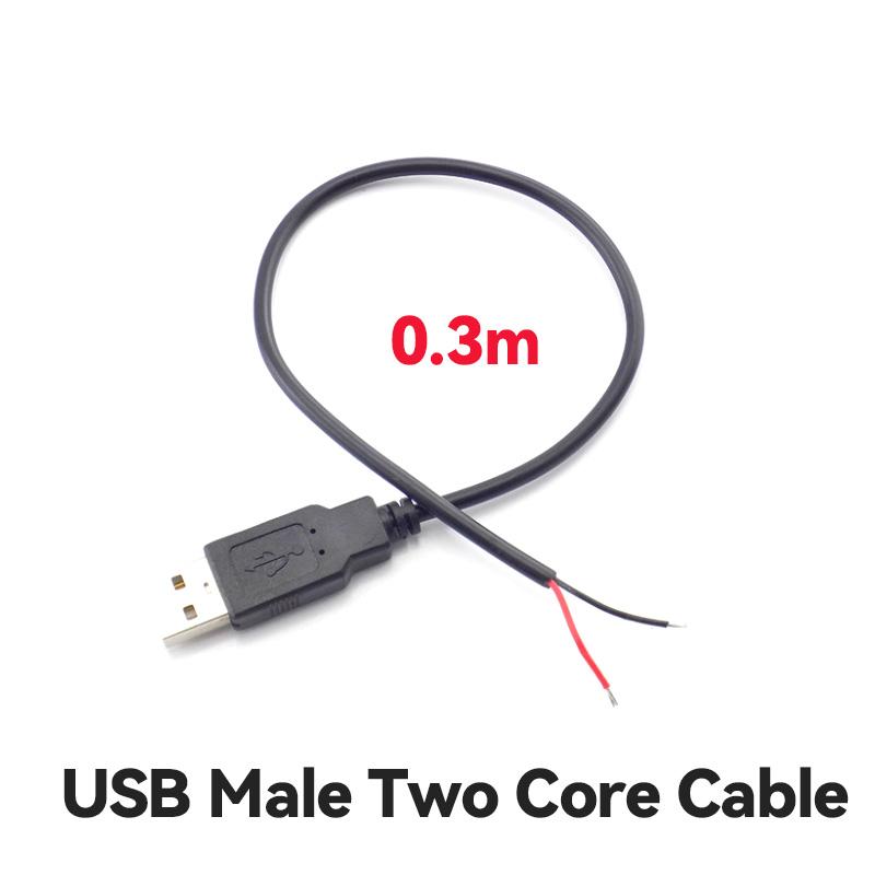 Copper USB Single Male Head Two Core Charging Cable Four Core Data Cable USB Connection Cable Tin Supply Cable Extension Cable