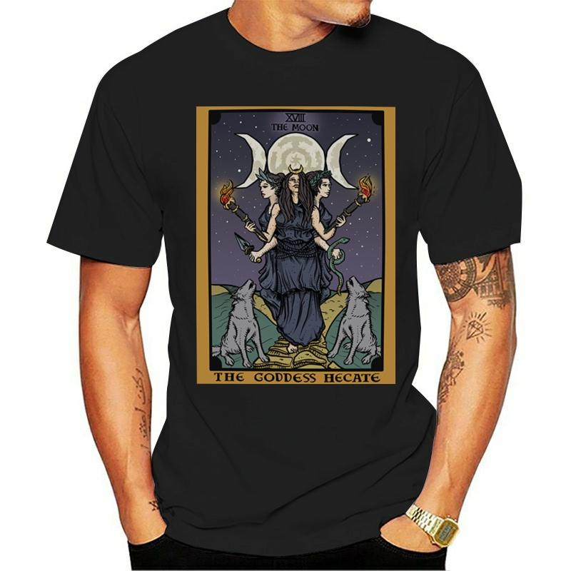 Triple Moon Goddess Hecate Witch Tarot Card T-shirt Gift Funny High Quality Printing Eu Size Tee Shirts Hekate Statue Witchcraft