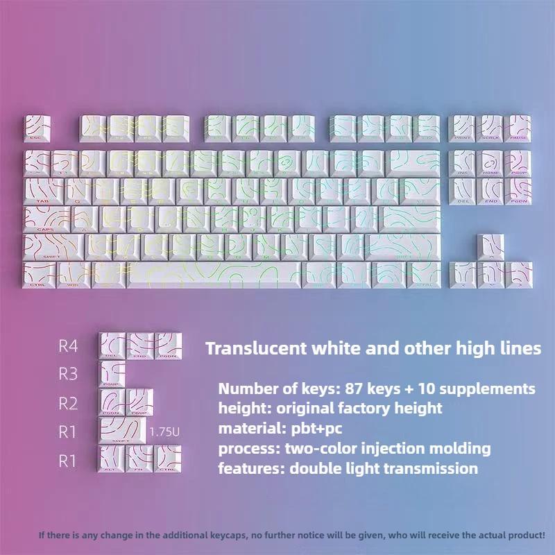 Keycaps 4.0 Version Shine Through 97 Key Pbt Profile Side Print Backlit For Mx Gamer Mechanical Keyboard