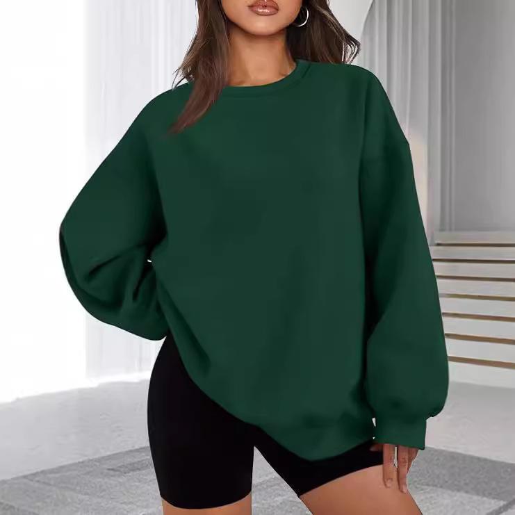 2025 Autumn/Winter Women's Solid Color Round Neck Casual Hoodie