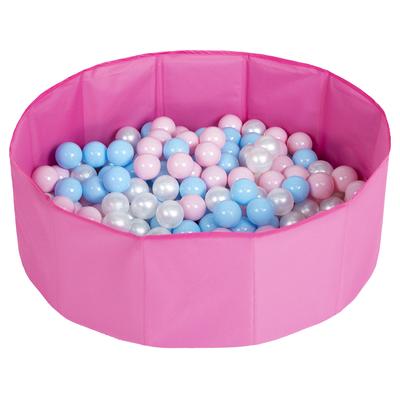 Children Colourfull Foldable Ballpit with 100 Balls, Pink:babyblue/powderpink/pearl