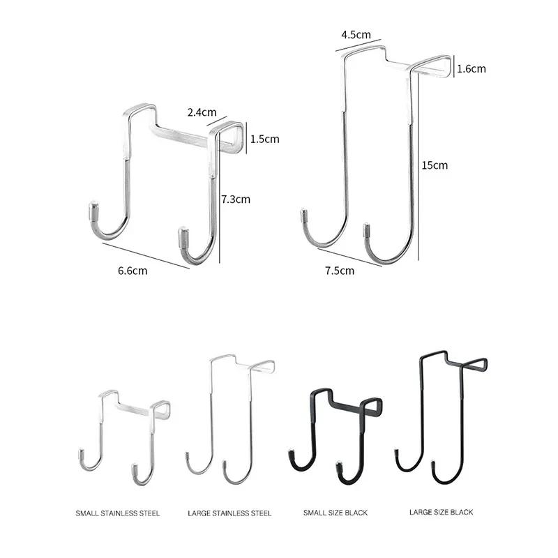 1/3/5pcs Stainless Steel Hook Free Punching Double S-Shape Hook Kitchen Bathroom Cabinet Door Back Type Coat Towel Storage Hanger