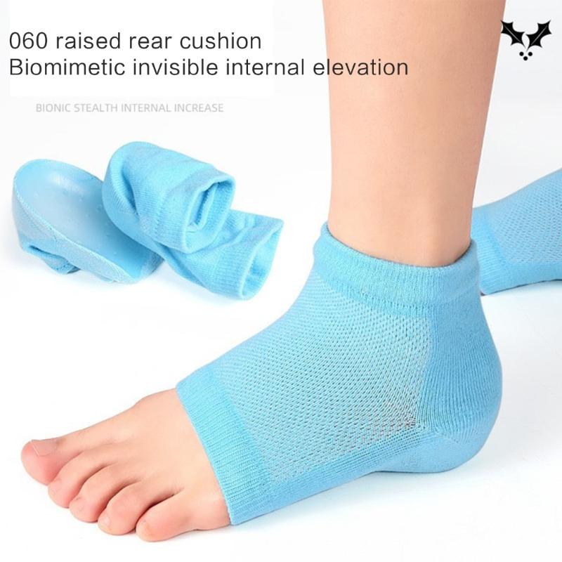 Unisex Height Increase Socks Thickened Invisible Silicone Shoe Lift Heel Pads Anti-Slip Open Toe Socks Shoe Accessories