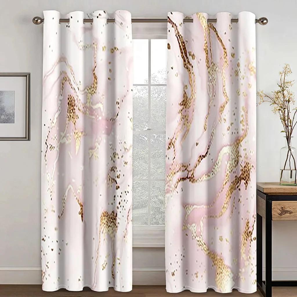 3D Blue Gold Dali Texture Curtains European Luxury Home Decor Shading Curtains 2 Panels Living Room Bedroom Window Curtains