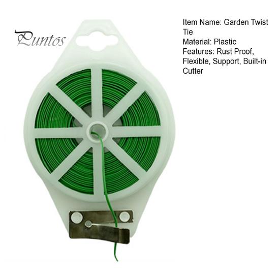 Garden Wire Ties Twist Tie with Built-in Cutter Rustproof Green Coated Plant Twine Wires for Gardening Fasteners Flexible Reusable Tomatoes