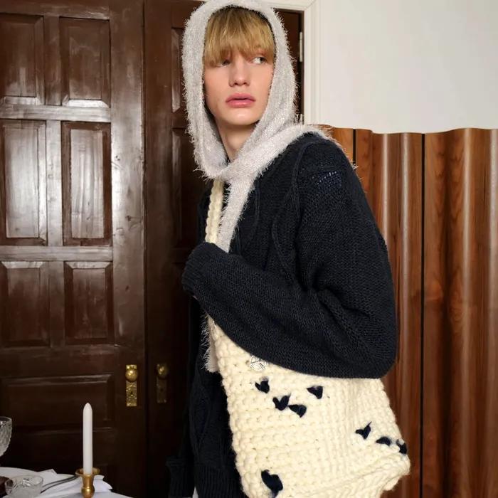 Handmade Twisted Cross Bag_Cream